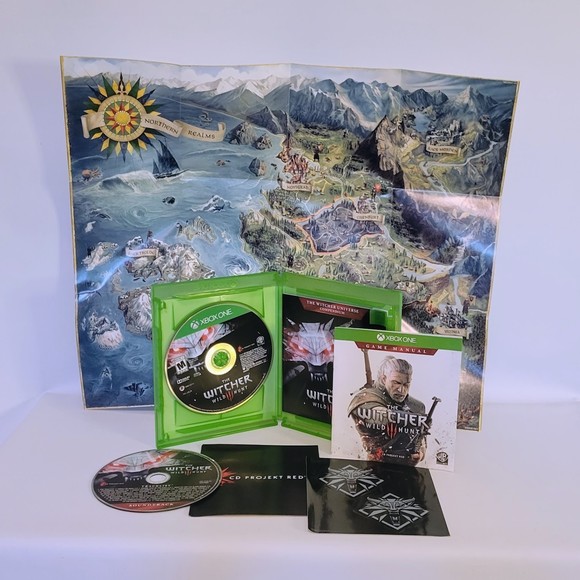 The Witcher Wild Hunt Microsoft XBOX One Game (2015). Map & Stickers Preowned. - Picture 3 of 7